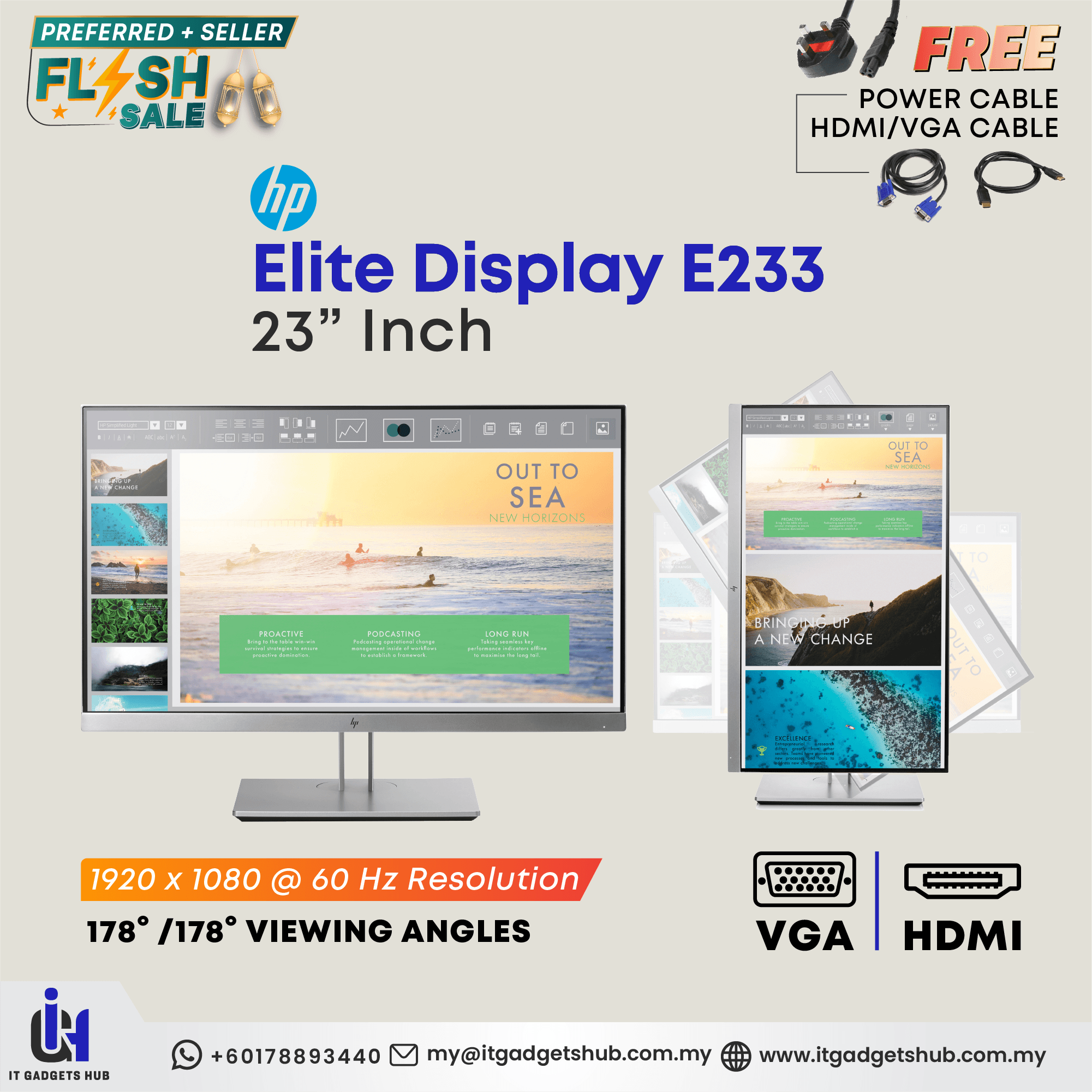 HP 23" LCD Monitor E233